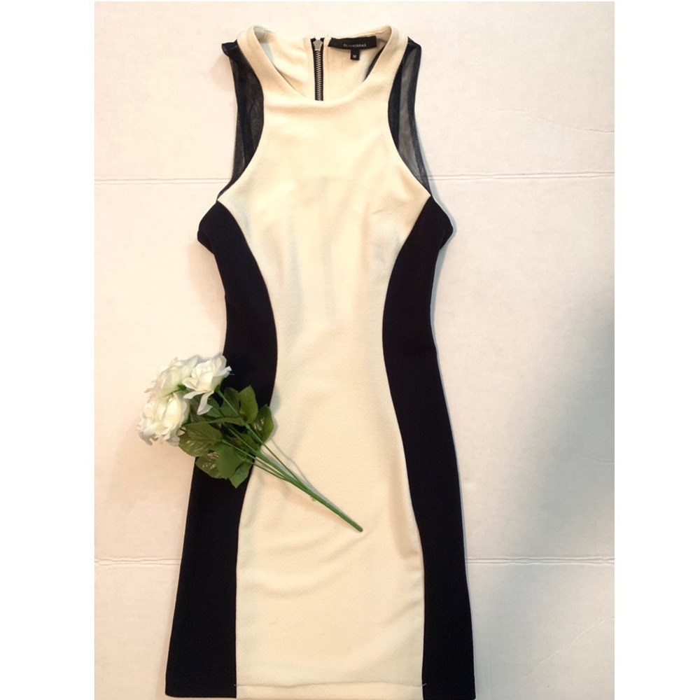 Cream and Navy Blue Cocktail Mini Dress